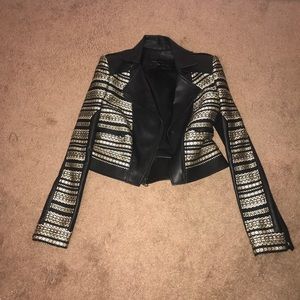 BCBG BLACK AND GOLD CROPPED JACKET
